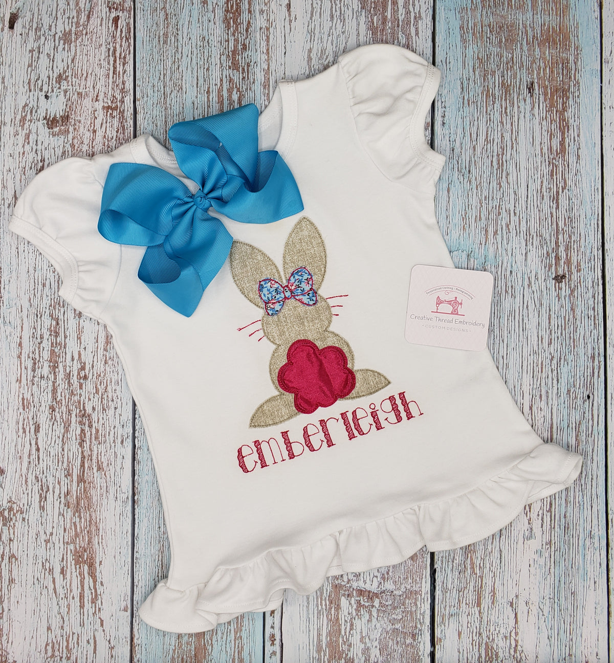 Easter Bunny w/ Bow (Appliqué Design)