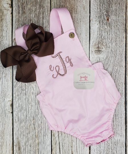 Pink Monogrammed Baby Romper (Pink)