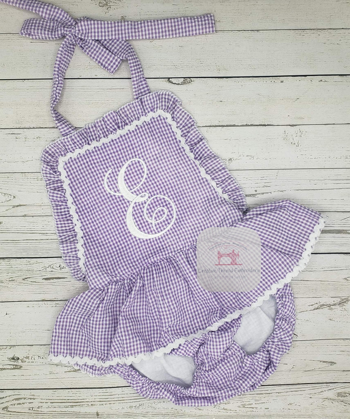 Purple Monogrammed Swimsuit (One-Piece)