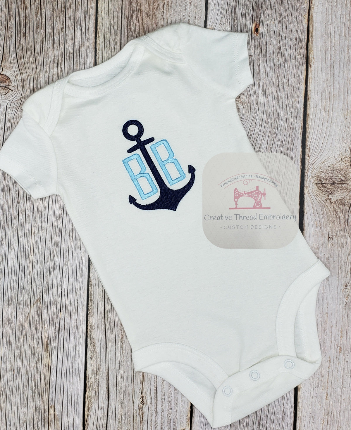 Anchor Monogram Baby Onesie